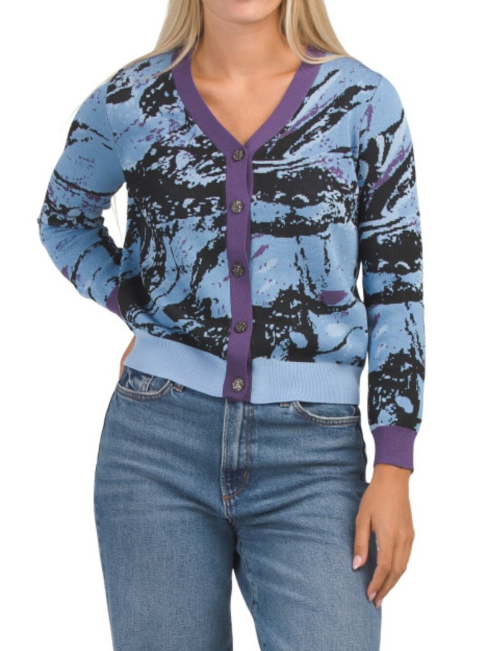 NANCY YANG Abstract Pattern Cardigan